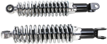 Load image into Gallery viewer, Custom Shorty Shocks with Shroud - Black Body/Chrome Spring Finish - Clevis Lowering - Main Product View
