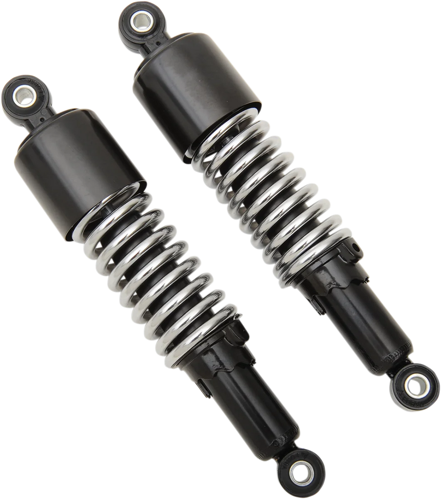 Custom Shorty Shocks with Shroud - Black Body/Chrome Spring Finish - Eye Lowering - Main Product View