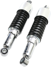 Load image into Gallery viewer, Custom Shorty Shocks with Shroud - Chrome Body/Black Spring Finish - Eye Lowering - Main Product View