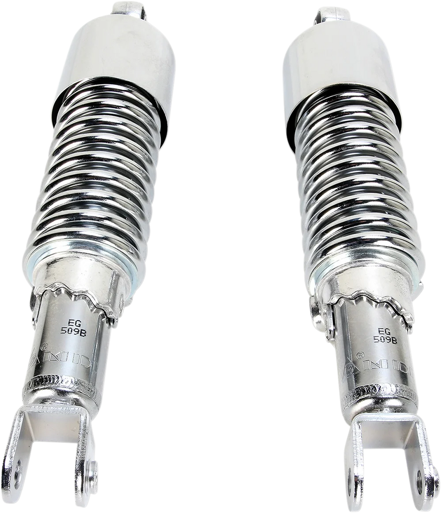 Custom Shorty Shocks with Shroud - Chrome Body/Chrome Spring Finish - Clevis Lowering - Main Product View
