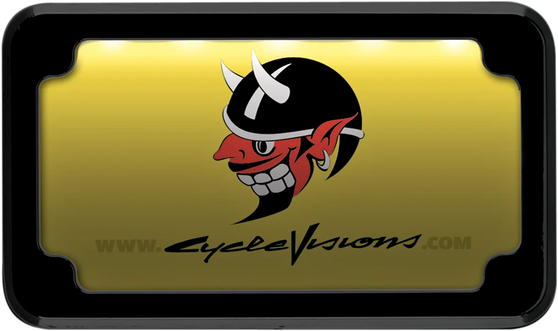 Cycle Visions Beveled License Plate Frame - Black - with Plate Light CV-4616B - Side View