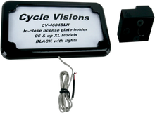 Load image into Gallery viewer, Cycle Visions Horizontal License Plate Mount with Light - '05+ XL - Black CV-4604BLH - Main Product View
