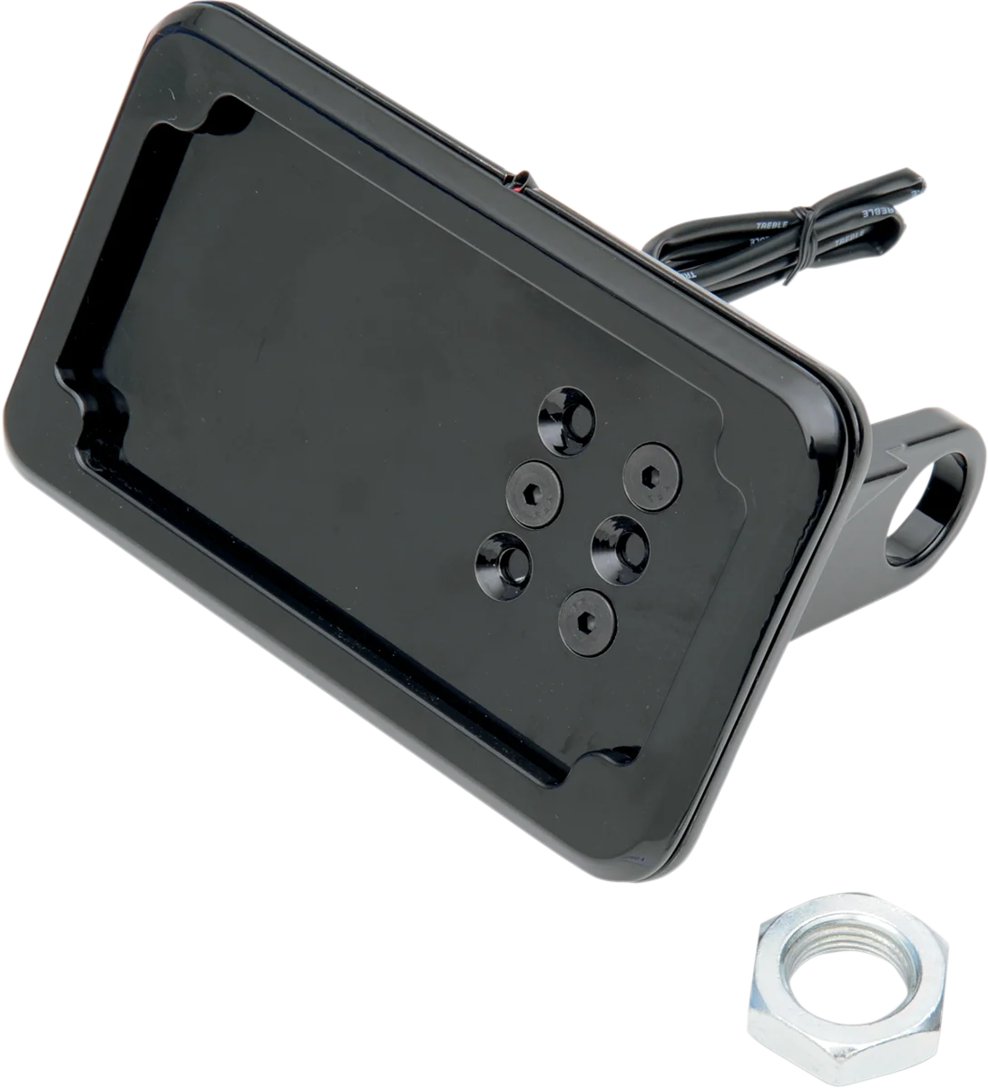 Cycle Visions Horizontal License Plate Mount with Light - '05+ XL - Black CV-4604BLH - Side View