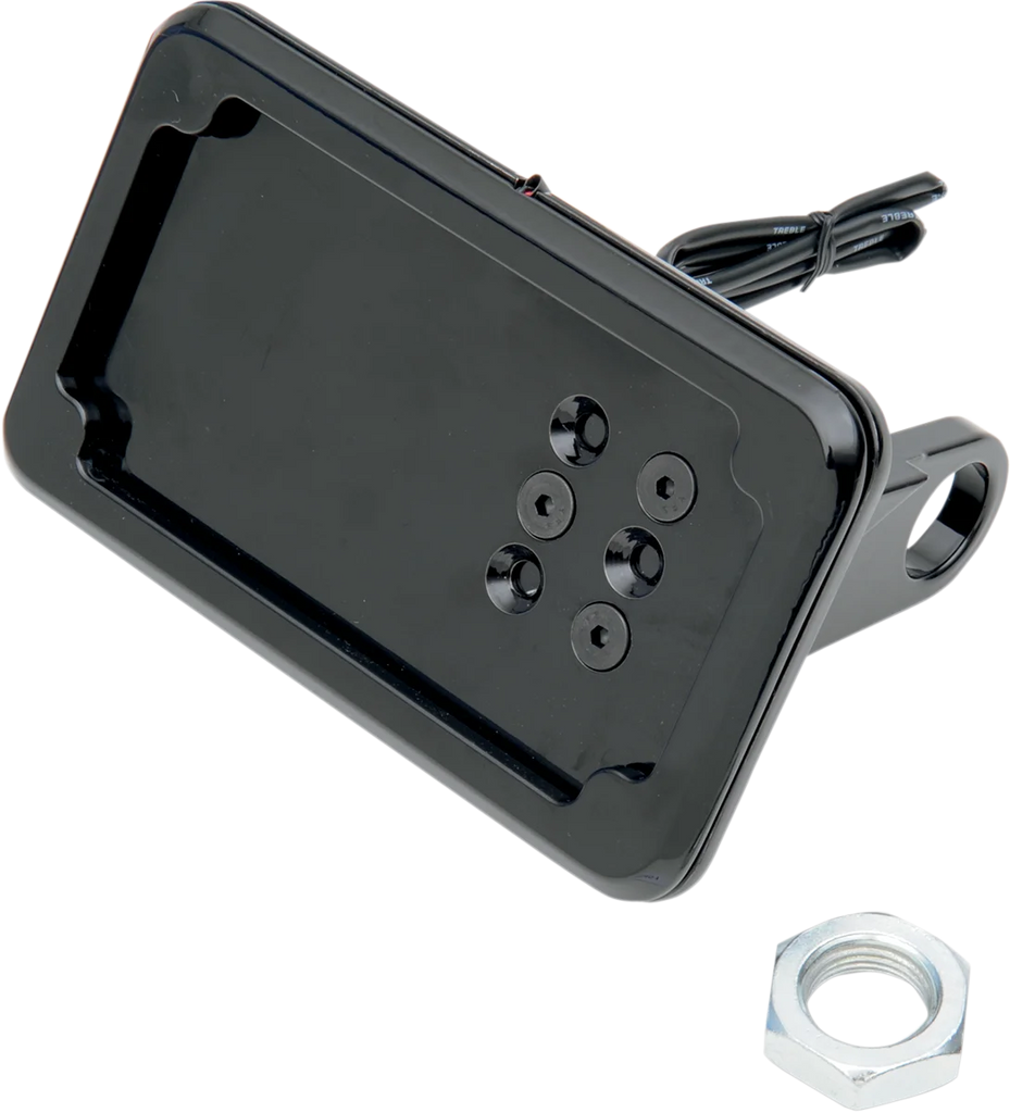 Cycle Visions Horizontal License Plate Mount with Light - '05+ XL - Black CV-4604BLH - Side View