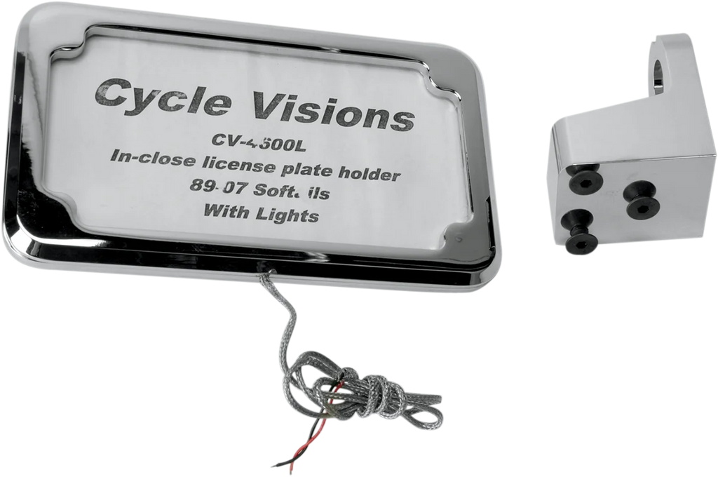 Cycle Visions Horizontal License Plate Mount with Light - '08-'17 ST - Black CV-4607BLH - Side View