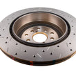 Load image into Gallery viewer, DBA 01-07 Subaru WRX/STI 10 Stud Hole Rear Drilled &amp; Slotted 4000 Series Rotor - Side View