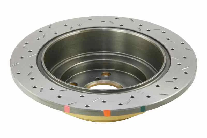 DBA 02-06 WRX / 98-07 Impreza 2.5L RS Rear Drilled & Slotted 4000 Series Rotor - Back View