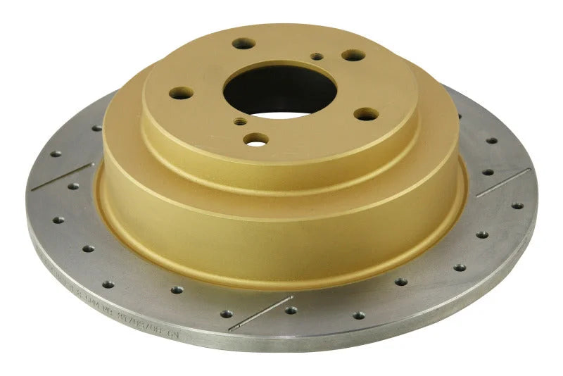 DBA 02-06 WRX / 98-07 Impreza 2.5L RS Rear Drilled & Slotted Street Series Rotor - Side View