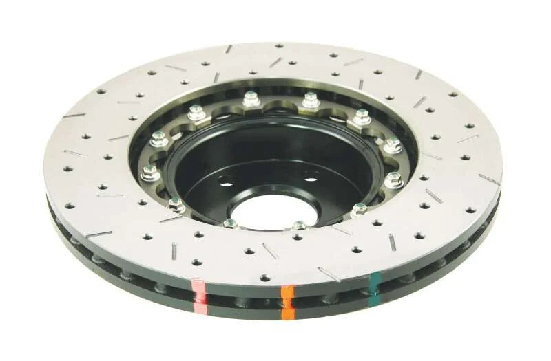 DBA 02-10 WRX / 13+ FR-S / 13+ BRZ Premium Front Drilled & Slotted 5000 Series Rotor w/ Black Hat - Back View