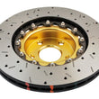 Load image into Gallery viewer, DBA 02-10 WRX / 13+ FR-S / 13+ BRZ Premium Front Drilled &amp; Slotted 5000 Series Rotor w/ Gold Hat - Back View