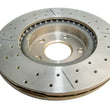 Load image into Gallery viewer, DBA 03-05 350Z / 03-04 G35 / 03-05 G35X Front Drilled &amp; Slotted Street Series Rotor - Back View