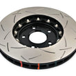Load image into Gallery viewer, DBA 03-05 Evo 8/9 Front Slotted 5000 Series 2 Piece Rotor Assembled w/ Black Hat - Side View
