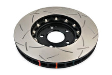 Load image into Gallery viewer, DBA 03-05 Evo 8/9 Front Slotted 5000 Series 2 Piece Rotor Assembled w/ Black Hat - Side View