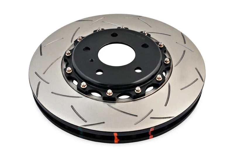 DBA 03-07 350Z / 03-04 G35 w/ Brembo Front Slotted 5000 Series 2 Piece Rotor Assembled w/ Black Hat - Side View