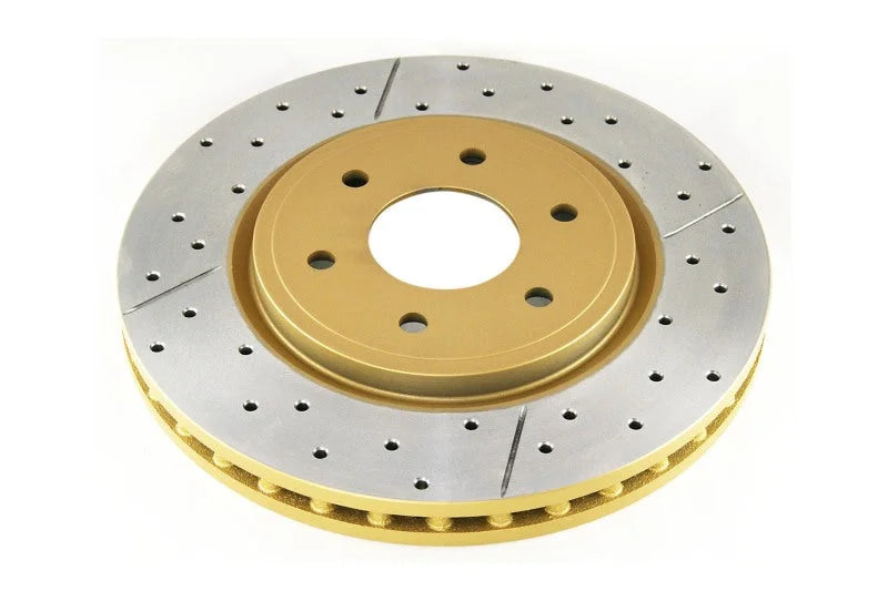 DBA 04-12 Nissan Pathfinder 4.0L Front Drilled & Slotted Street Series Rotor - Side View