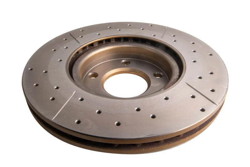 DBA 04-13 Mazda 3 2.3L/2.5L Front Drilled & Slotted Street Series Rotor - Installation View