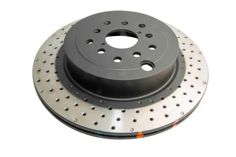DBA 04-17 Subaru WRX STi Rear Cross Drilled/Dimpled 4000 XD Series Rotor - Main Product View