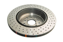 Load image into Gallery viewer, DBA 04-17 Subaru WRX STi Rear Cross Drilled/Dimpled 4000 XD Series Rotor - Side View