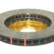 Load image into Gallery viewer, DBA 05-10 Ford Mustang GT / 11-13 V6 Front Drilled &amp; Slotted 5000 Series 2 Piece Rotor w/ Gold Hat - Back View
