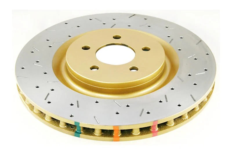 DBA 05-10 Mustang GT V8 Shelby Edition Front Drilled & Slotted 4000 Series Rotor - Side View