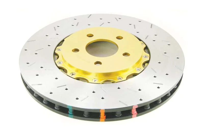 DBA 05-10 Mustang GT V8 Shelby Edition Front Drilled & Slotted 5000 Series 2 Piece Rotor Assembled w - Side View