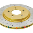 Load image into Gallery viewer, DBA 05-13 Ford Mustang GT/V6 Rear Drilled &amp; Slotted 4000 Series Rotor w/ Gold Hat - Main Product View