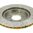 Load image into Gallery viewer, DBA 05-13 Ford Mustang GT/V6 Rear Drilled &amp; Slotted 4000 Series Rotor w/ Gold Hat - Back View