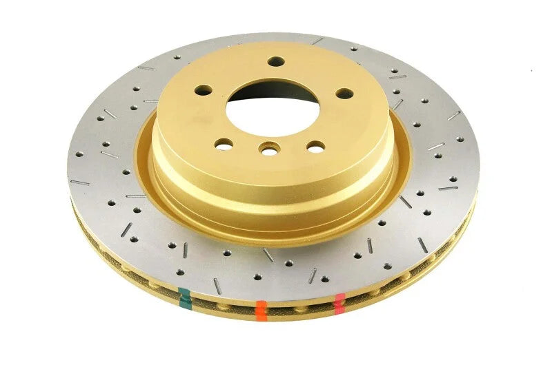 DBA 06+ BMW 335d/335i E90/91/92 Rear Drilled & Slotted 4000 Series Rotor - Side View