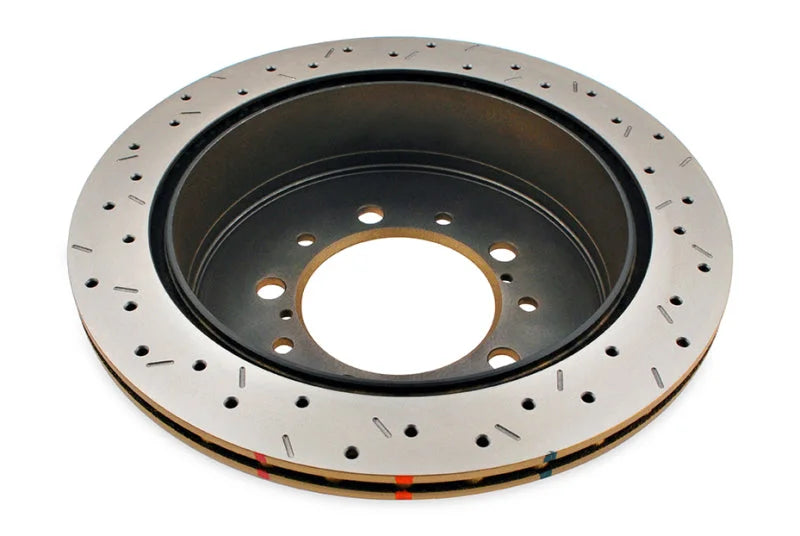 DBA 07+ Toyota Land Cruiser 200 Series Rear Drilled and Slotted 4000 Series Rotor - Back View