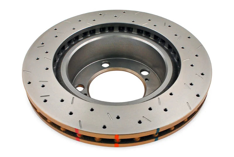 DBA 07+ Toyota Landcruiser 200 Series Front Drilled and Slotted 4000 Series Rotor - Back View