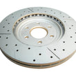 Load image into Gallery viewer, DBA 08-12 Nissan Pathfinder 5.6L Front Drilled &amp; Slotted Street Series Rotor - Installation View
