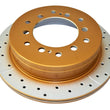 Load image into Gallery viewer, DBA 10-23 Lexus GX460 Rear Street Series Drilled &amp; Slotted Rotor w/Gold Hat - Side View