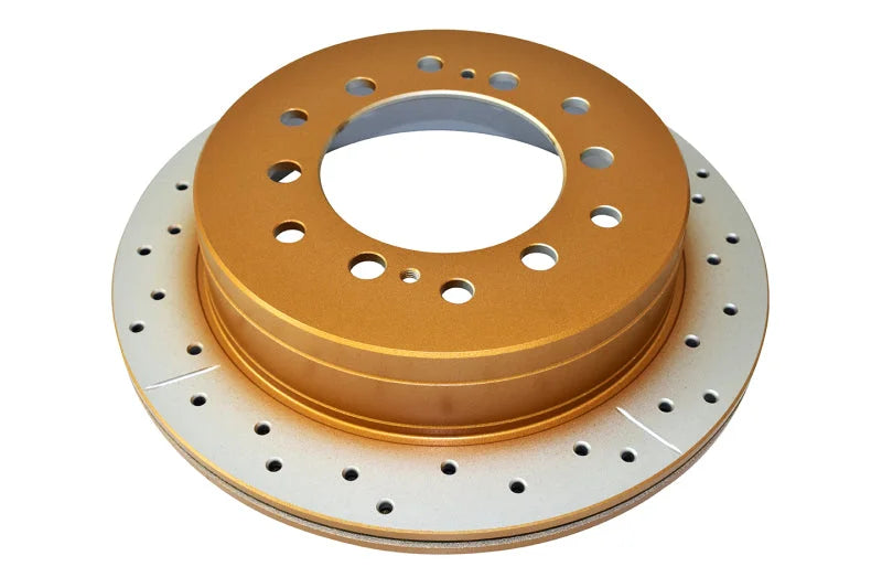 DBA 10-23 Lexus GX460 Rear Street Series Drilled & Slotted Rotor w/Gold Hat - Side View