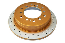 Load image into Gallery viewer, DBA 10-23 Lexus GX460 Rear Street Series Drilled &amp; Slotted Rotor w/Gold Hat - Side View