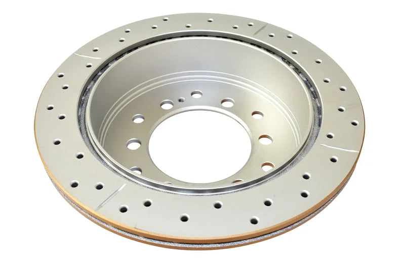 DBA 10-23 Lexus GX460 Rear Street Series Drilled & Slotted Rotor w/Gold Hat - Back View