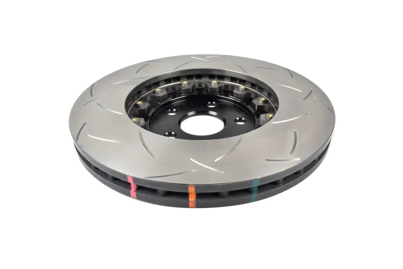 DBA 11-17 Jeep Grand Cherokee Trackhawk (6.2L V8) 5000 Series Slotted Front Brake Rotor w/Black Hat - Side View