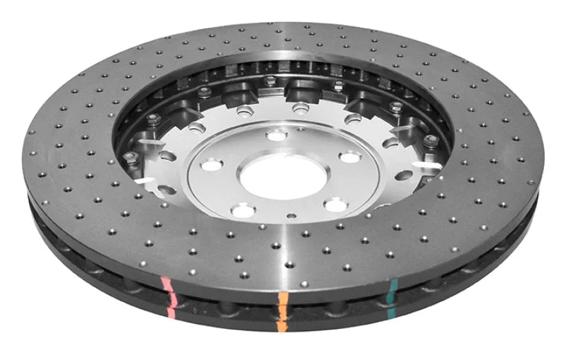 DBA 12-13 Audi TT Quattro RS (370mm Front Rotor) Front 5000 Series Drilled Rotor w/Silver Hat - Side View