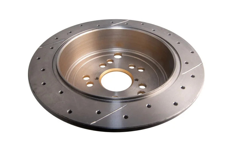 DBA 12+ Subaru/Scion BRZ/FR-S (AU Spec) 10 Lug Slot Rear Drilled & Slotted Street Series Rotors - Side View