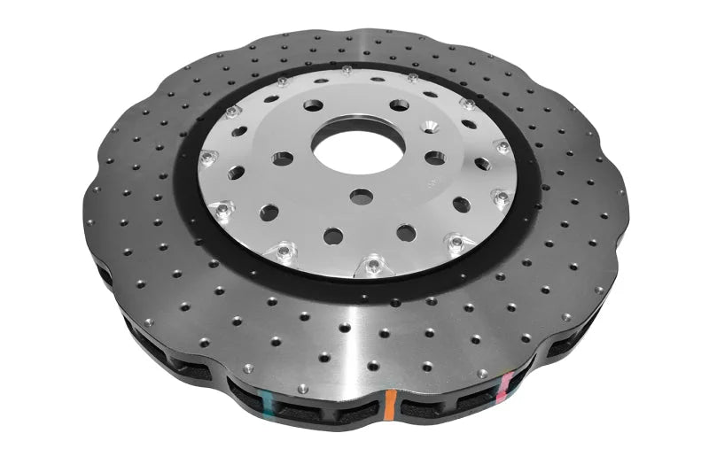 DBA 14-18 Audi RS7 (w/Iron Rotors) Front 5000 Series Cross Drilled Rotor w/Silver Hat - Side View
