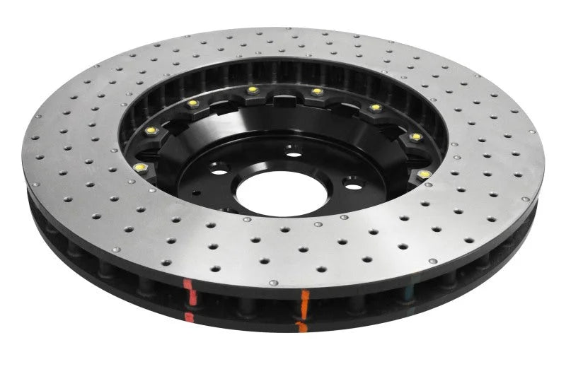 DBA 15-20 Ford Mustang GT Perf Package (380mm Front Rotor) Front 5000 Series Drilled Rotor w/Blk Hat - Back View