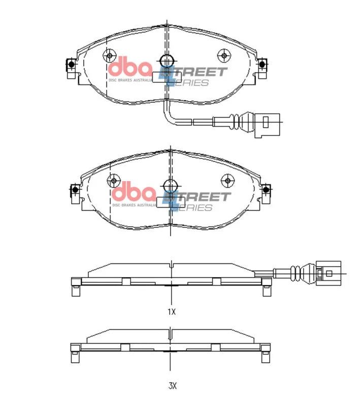 DBA 16-21 Volkswagen Golf (Mk VII) Street Series Front Brake Pads - Installation View