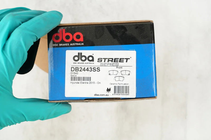 DBA 17-20 Hyundai Elantra (w/280mm Front Rotor) Front Street Series Brake Pads - Side View