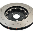 Load image into Gallery viewer, DBA 2010+ Camaro V8 SS Front Slotted 5000 Series 2 Piece Rotor Assembled w/ Black Hat - Back View