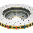 Load image into Gallery viewer, DBA 8/98+ Nissan Skyline R34 GTT Front Crossdrilled Slotted 4000 Series Rotor - Side View