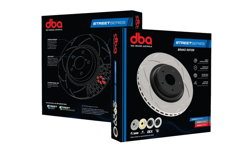 DBA 90-01 Acura Integra Rear Street Series Drilled & Slotted Rotor w/Gold Hat - Installation View