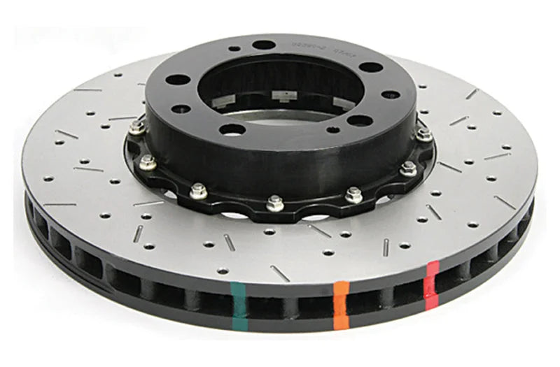 DBA 95-97 Porsche 911 Carrera Front T3 5000 Series Uni-Directional Slotted Rotor w/ Black Hat - Side View