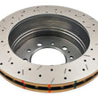 Load image into Gallery viewer, DBA 98-05 Lexus LX 470 / 98+ Toyota Landcruiser 100 Series Rear Drilled &amp; Slotted 4000 Series Rotor - Back View