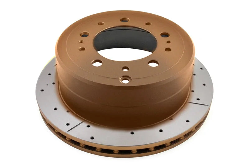 DBA 98-05 Lexus LX470/98+ Toyota Landcruiser 100 Series Front Drilled & Slotted Street Series Rotor - Main Product View