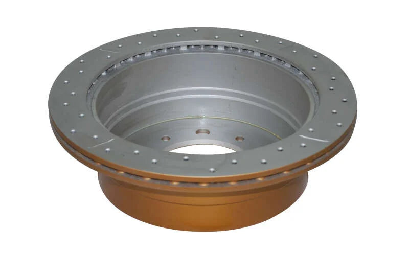 DBA 98-05 Lexus LX470/98+ Toyota Landcruiser 100 Series Front Drilled & Slotted Street Series Rotor - Back View