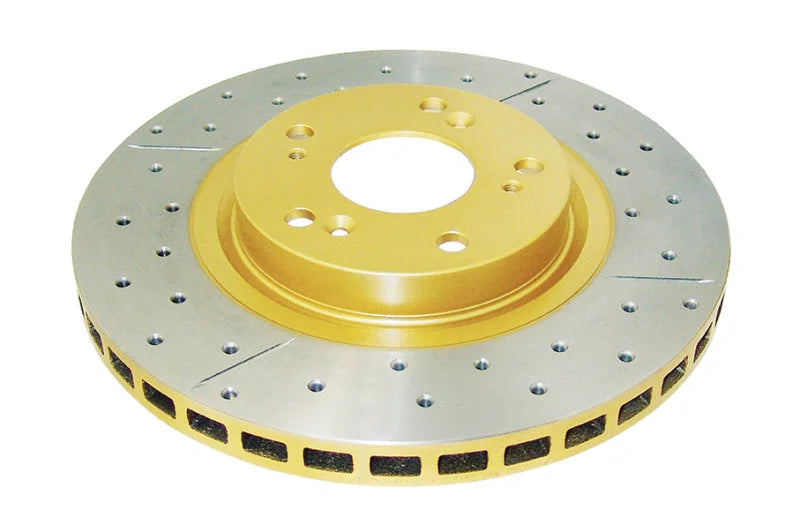 DBA Front Street Series Drilled & Slotted Rotor w/Gold Hat fits 2007-2015 Acura CSX Type-s / 2002-2006 Acura RSX / 2005 20...